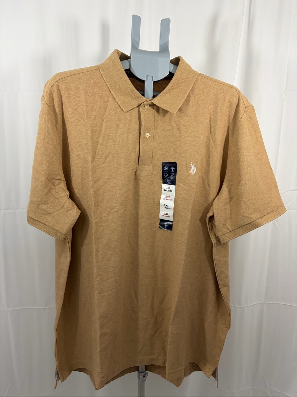NWT U.S. Polo Assn. Men's Size XXL Tan Polo Shirt With Embroidered Logo